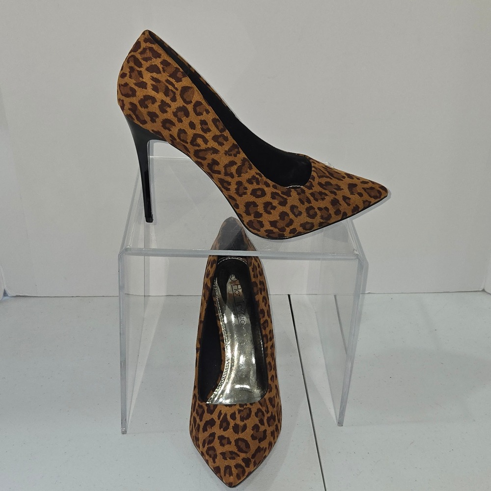 Hot Tomato Cayenne Leopard Print Pointed Toe Stiletto Pumps Womens 8.5W AC985